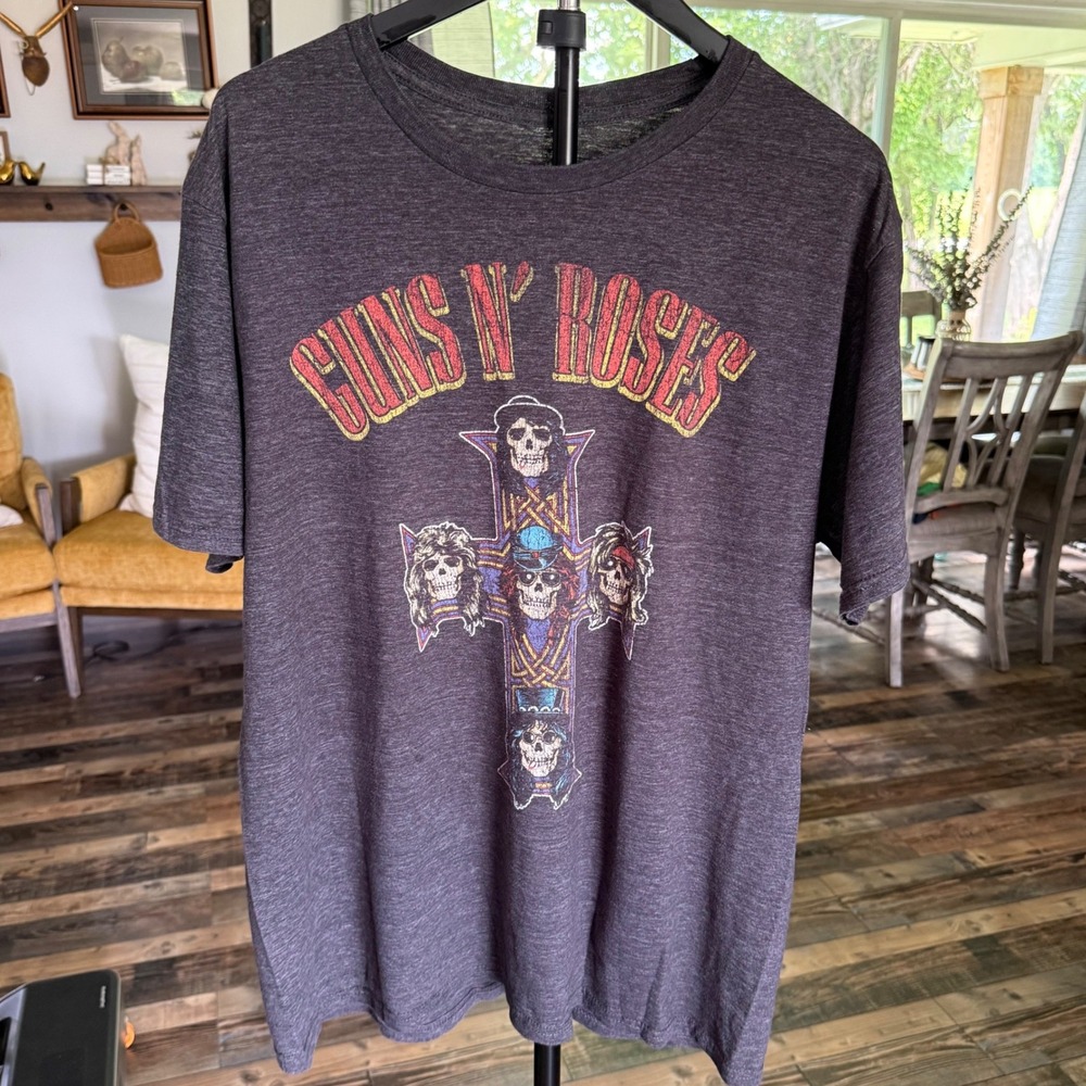 Guns N' Roses Appetite for Destruction Cross Graphic T-Shirt Charcoal Grey XL